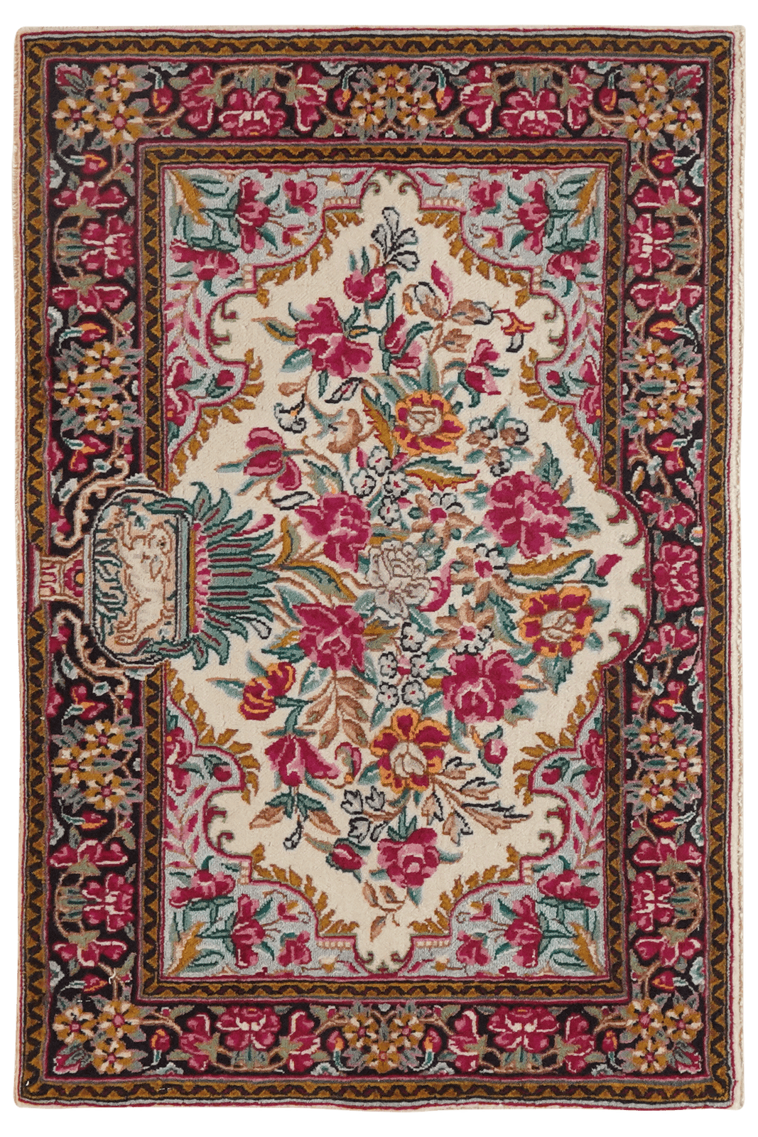 Kirman — Hand-knotted, 89x57 cm, Beige, 100% Virgin Wool | Main view