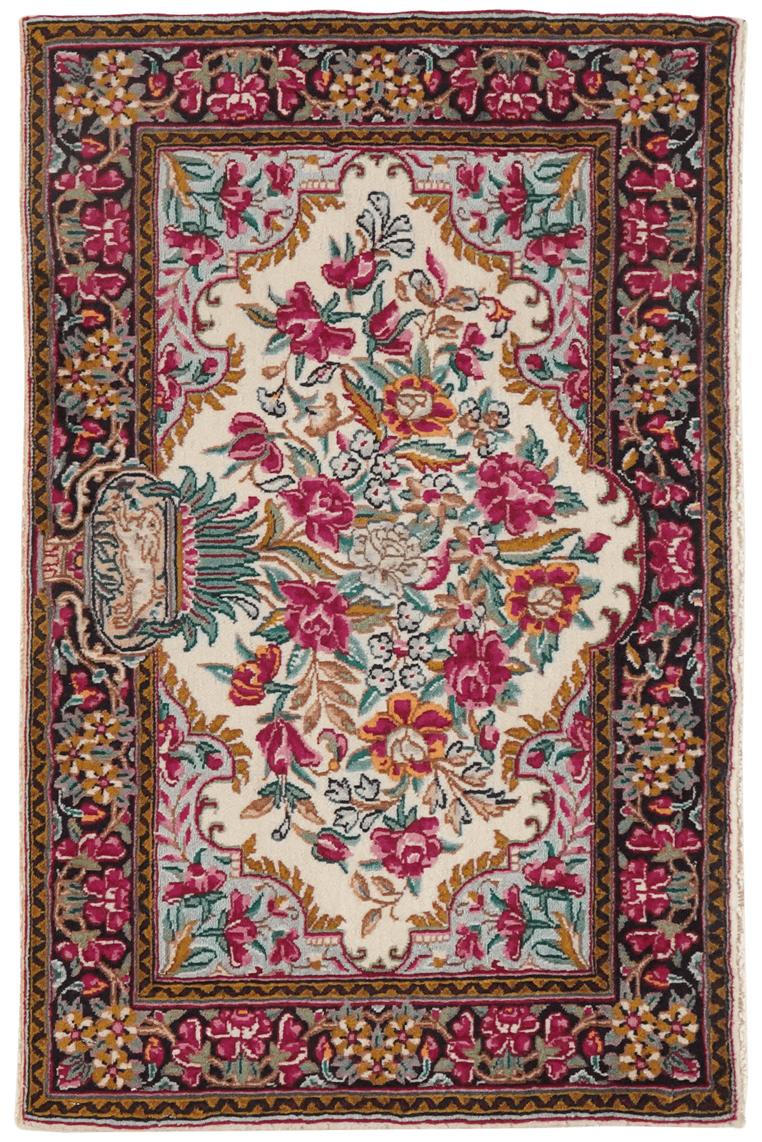 Kirman — Hand-knotted, 90x57 cm, Beige, 100% Virgin Wool | Main view