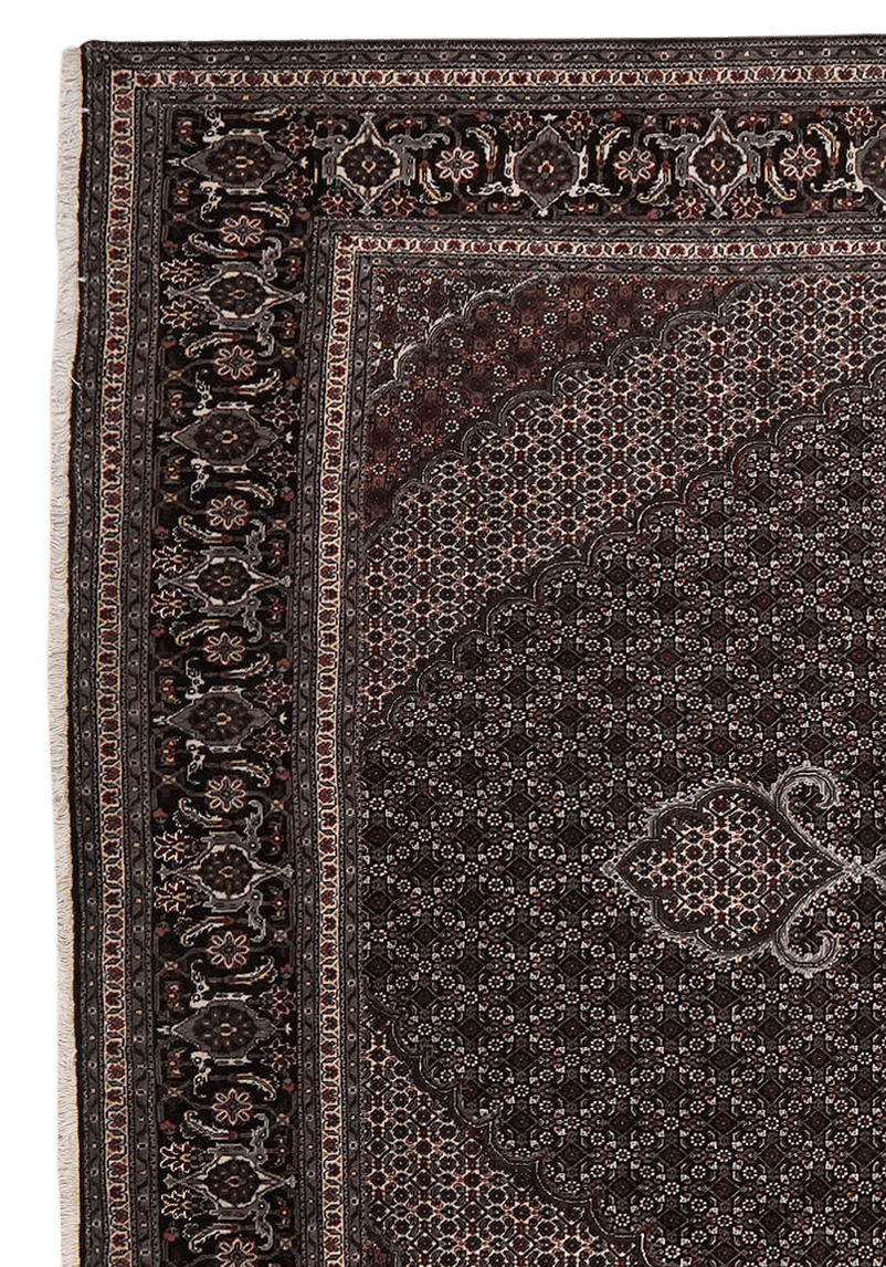 Tabriz 40 Raj — Hand-knotted, 252x351 cm, Black, 100% Virgin Wool | View 3