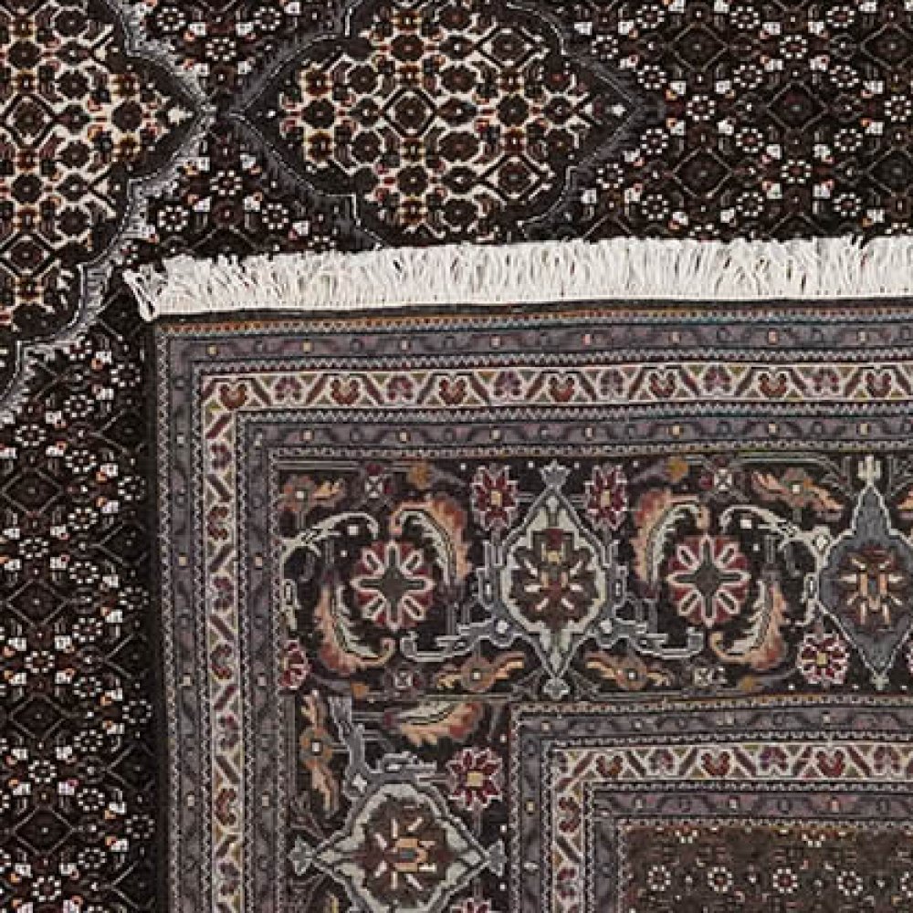 Tabriz 40 Raj — Hand-knotted, 253x347 cm, Black, 100% Virgin Wool | View 6