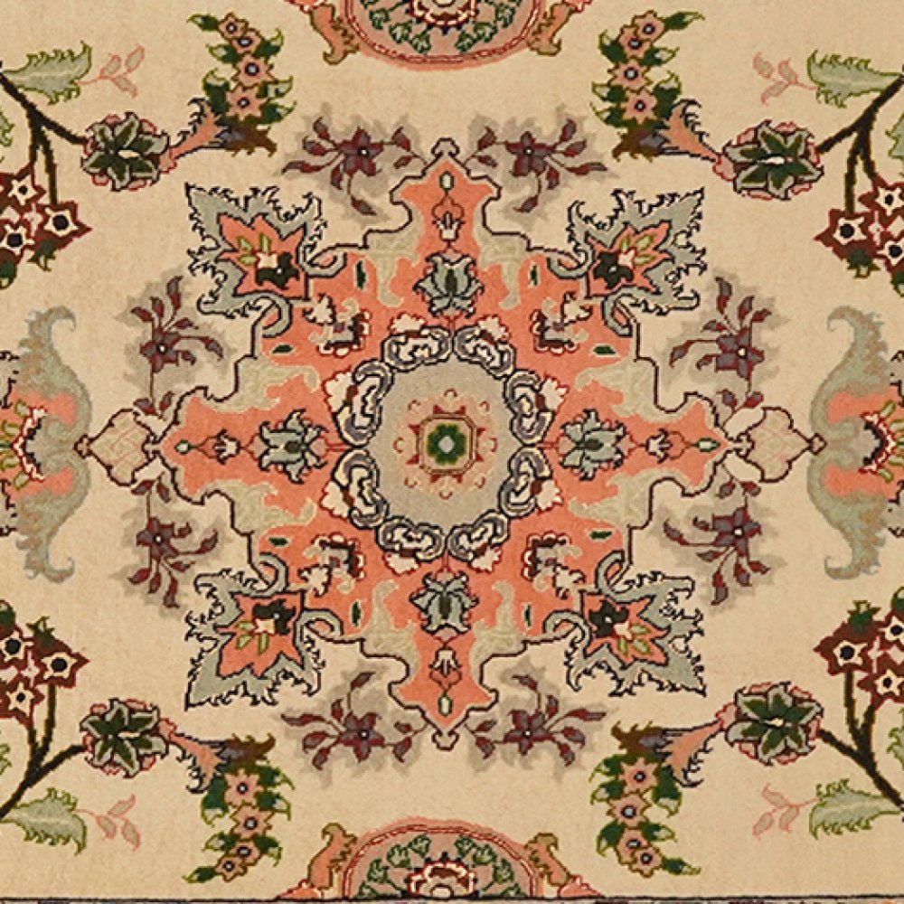 Tabriz 50 Raj — Hand-knotted, 82x202 cm, Beige, 100% Virgin Wool | View 4