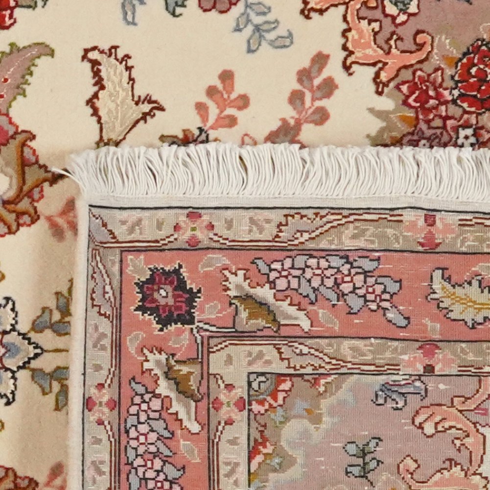 Tabriz 50 Raj — Hand-knotted, 82x199 cm, Beige, 95% Schurwolle, 5% Seide | View 6