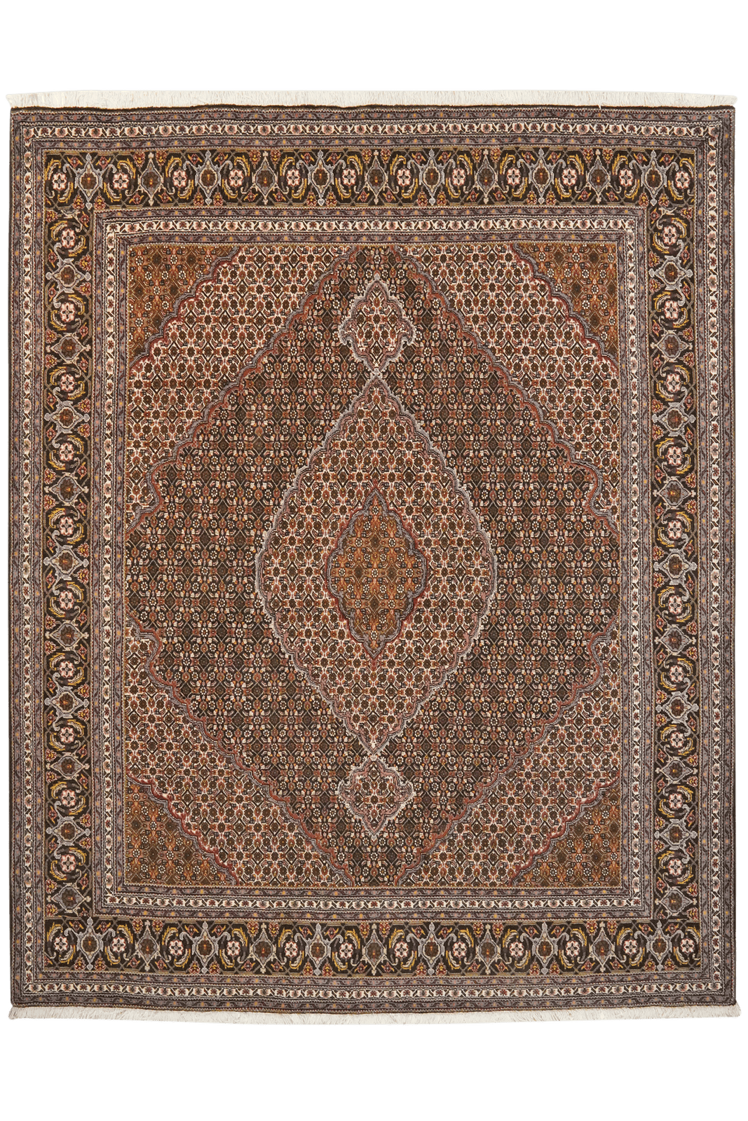 Tabriz 40 Raj — Hand-knotted, 197x246 cm, Brown, 100% Virgin Wool | Main view