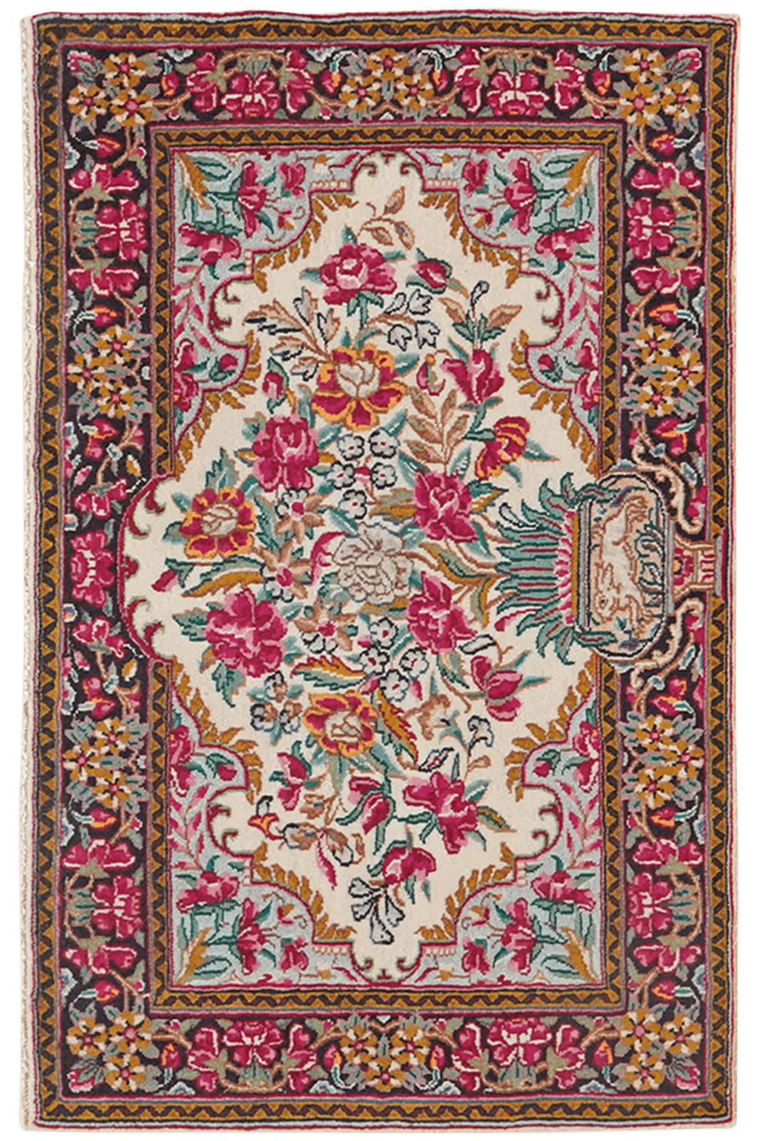 Kirman — Hand-knotted, 88x57 cm, Beige, 100% Virgin Wool | Main view