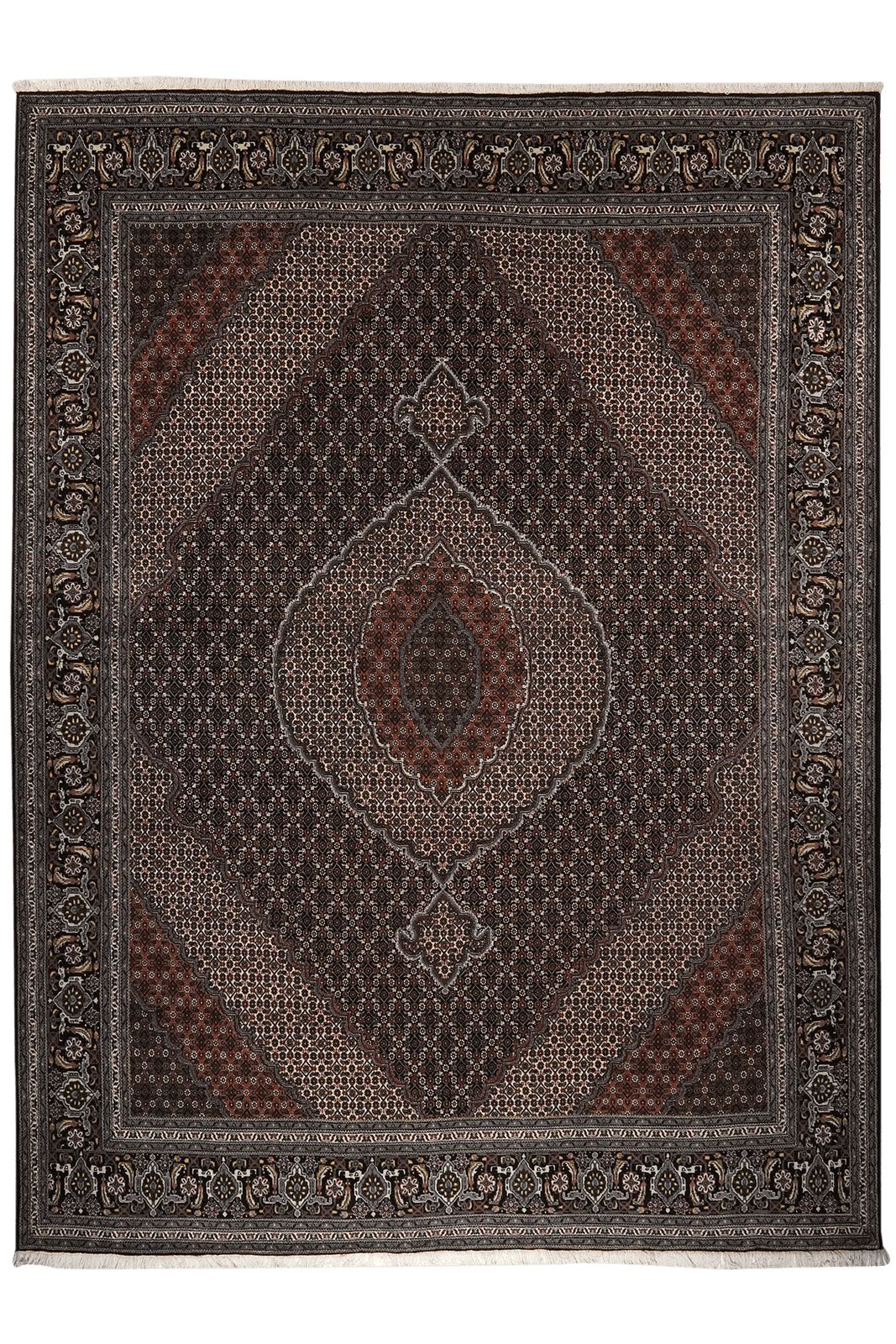 Tabriz 40 Raj — Hand-knotted, 252x339 cm, Black, 100% Virgin Wool | Main view