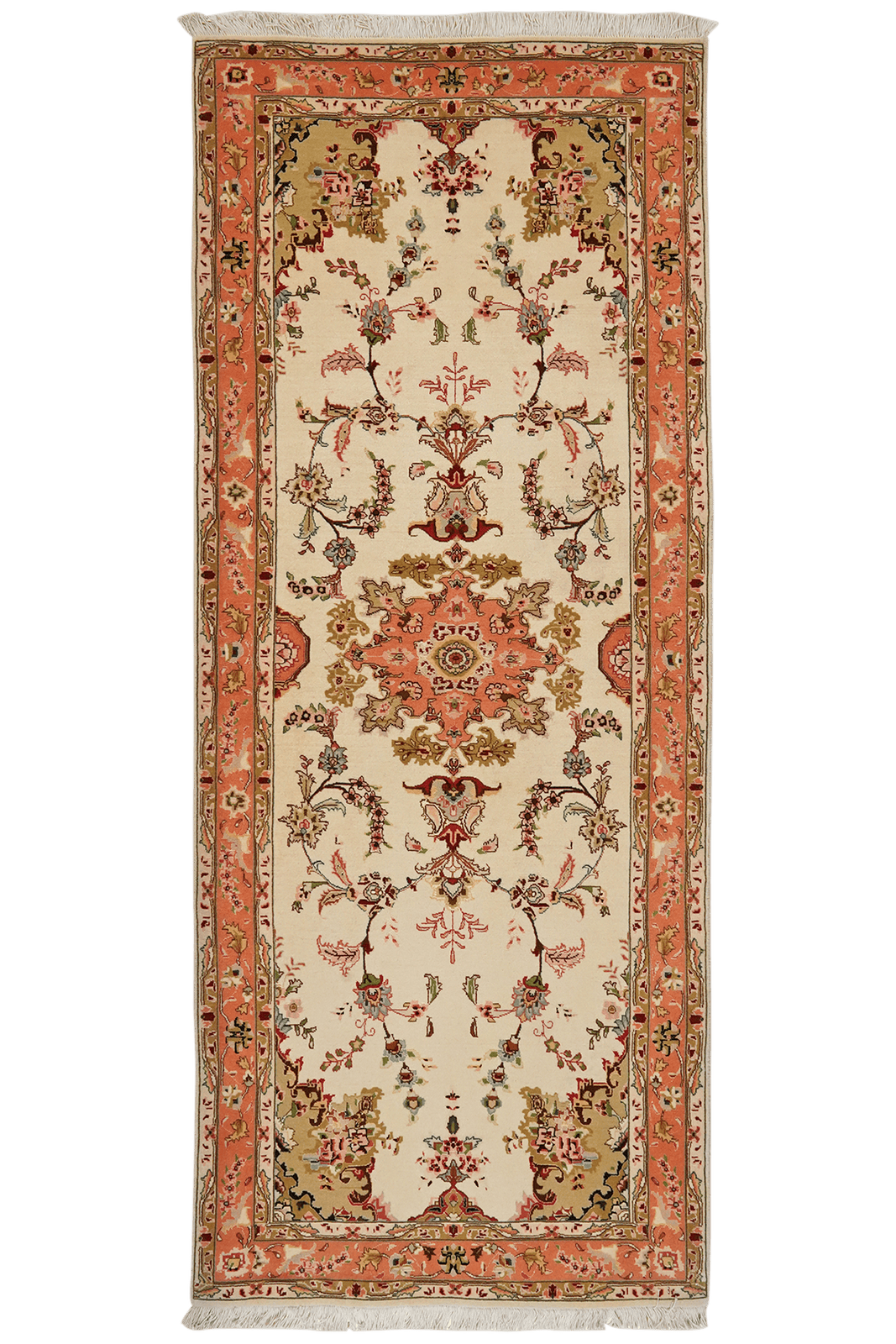 Tabriz 50 Raj — Hand-knotted, 84x207 cm, Beige, 100% Virgin Wool | Main view