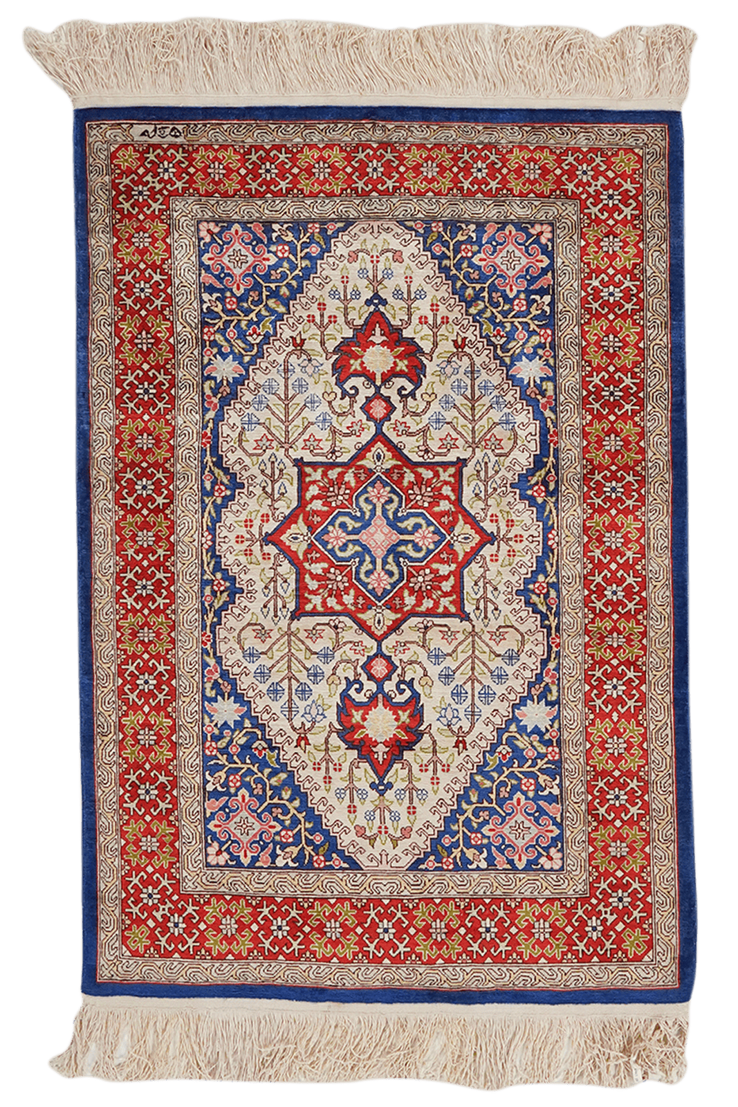 Hereke-Seide — Hand-knotted, 62x91 cm, Beige, 100% Silk | Main view