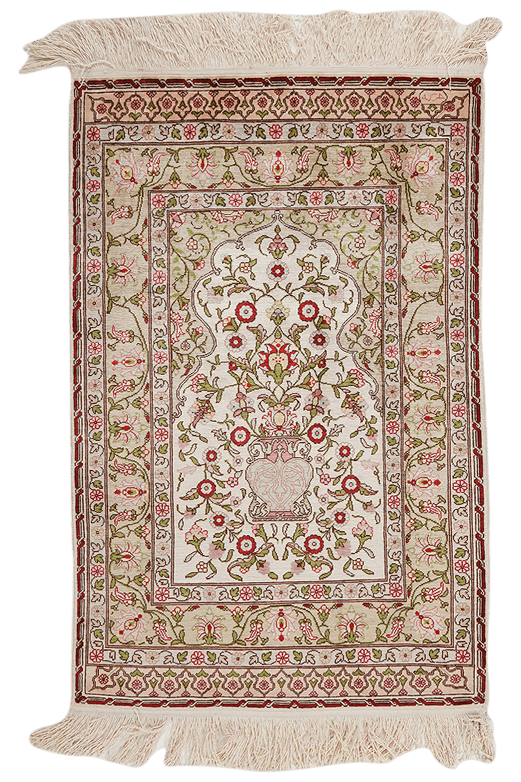Hereke-Seide — Hand-knotted, 60x91 cm, Beige, 100% Silk | Main view