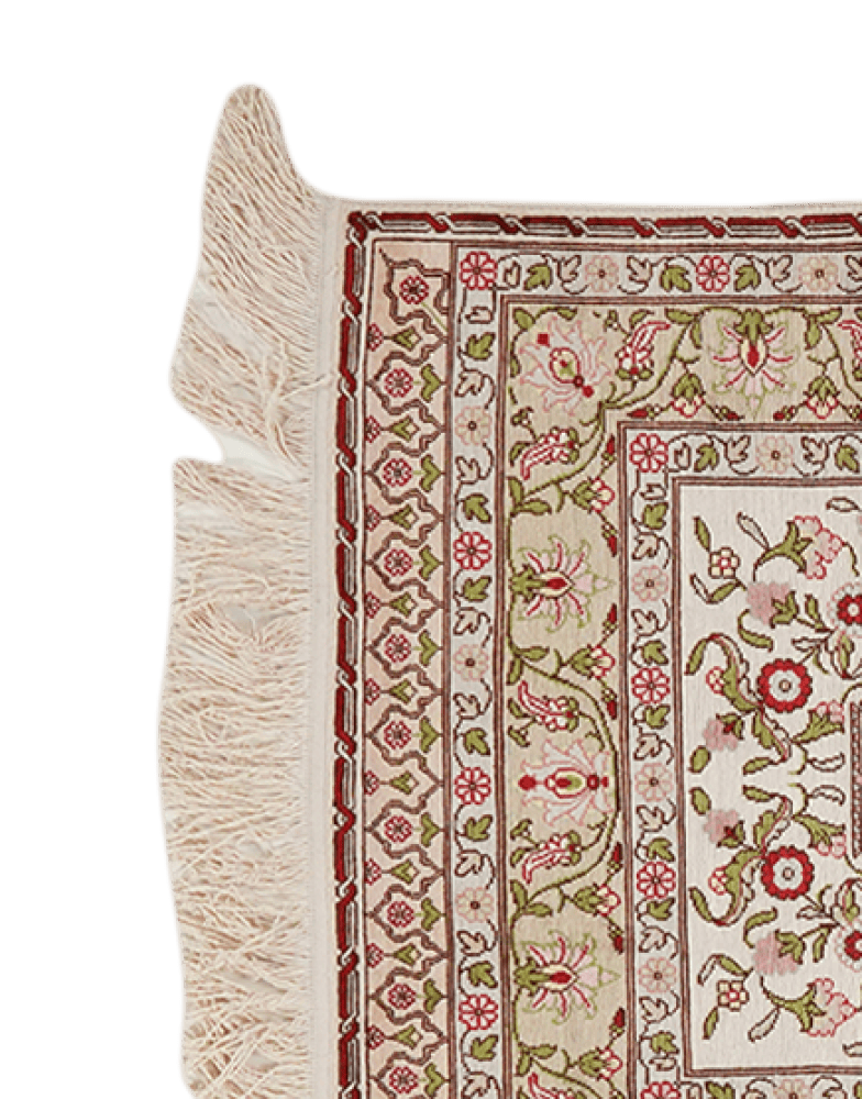 Hereke-Seide — Hand-knotted, 60x91 cm, Beige, 100% Silk | View 3