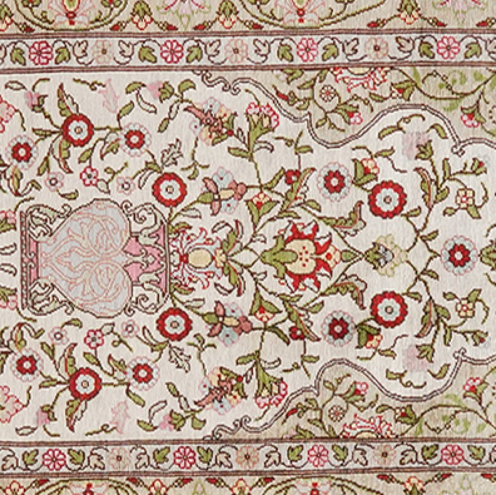 Hereke-Seide — Hand-knotted, 60x91 cm, Beige, 100% Silk | View 4