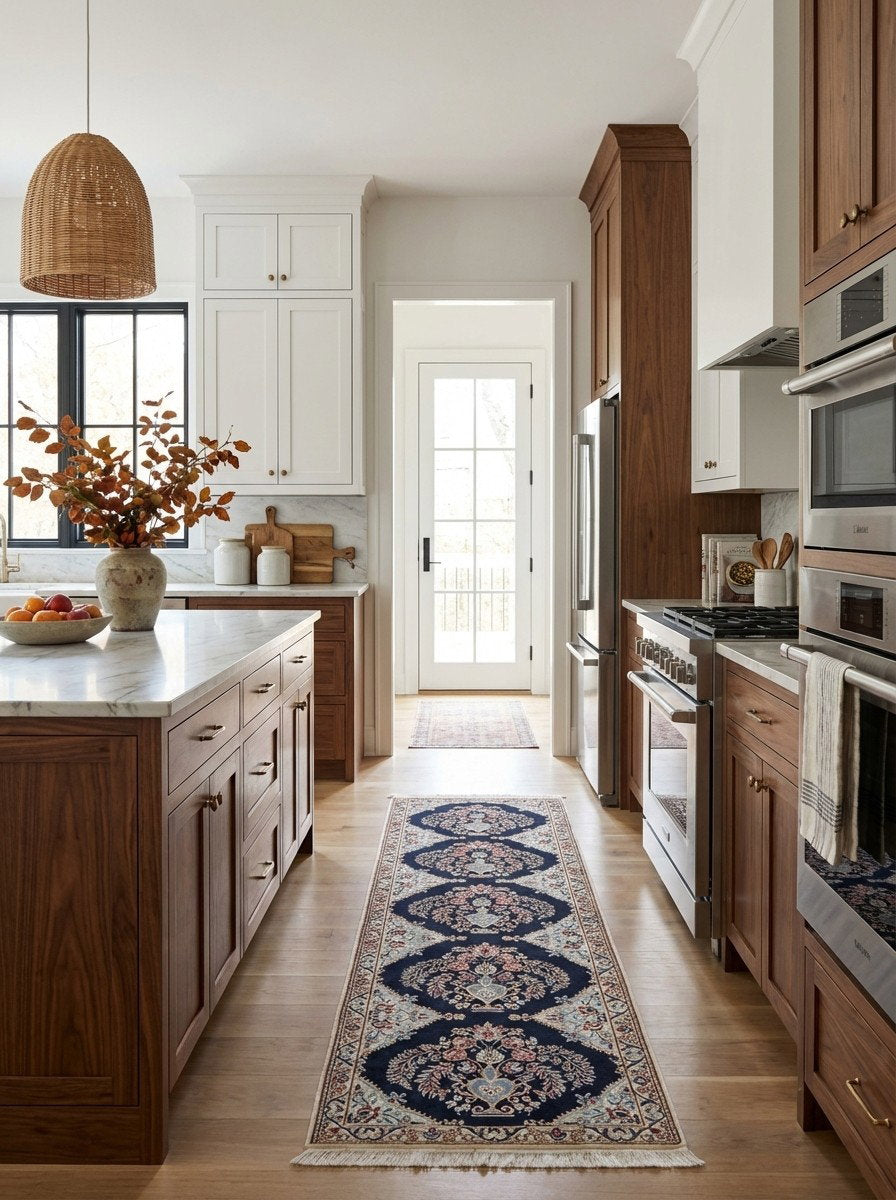 Nain 6La — Handgefertigt, 210x49 cm, Beige, 100% Virgin Wool | Back view