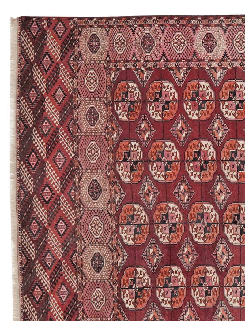 Tekke — Hand-knotted, 227x353 cm, Red, 100% Virgin Wool | View 3
