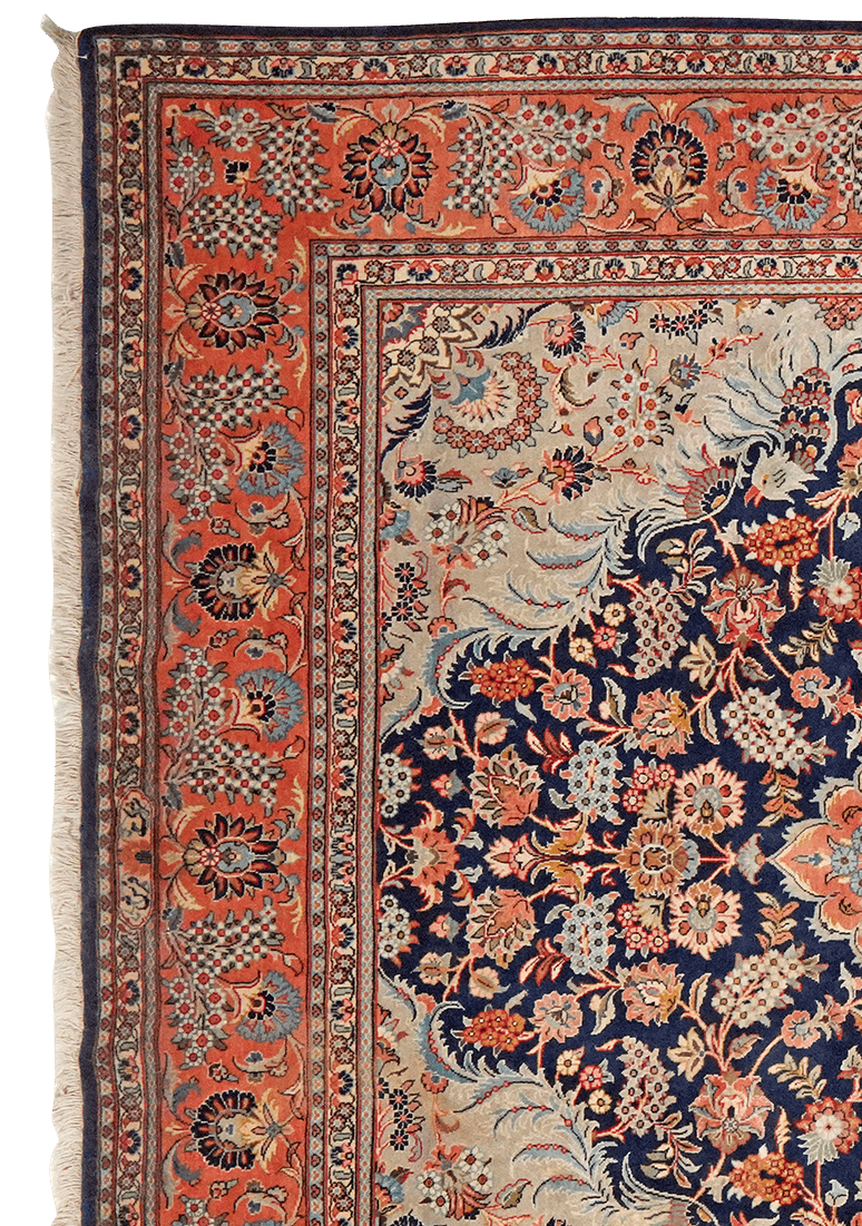 Kashan — Hand-knotted, 206x316 cm, Blue, 100% Virgin Wool | View 3