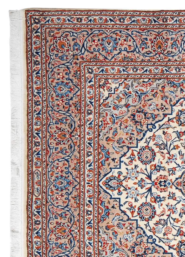 Kashan — Hand-knotted, 209x311 cm, Beige, 100% Virgin Wool | View 3