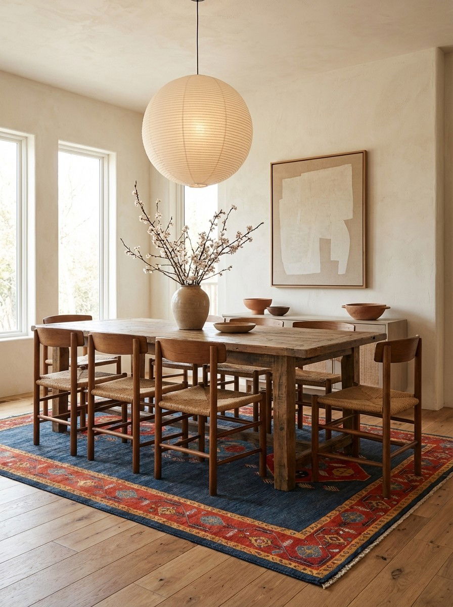 Rizbaf — Handgefertigt, 412x311 cm, Rot, 100% Virgin Wool | Detail view