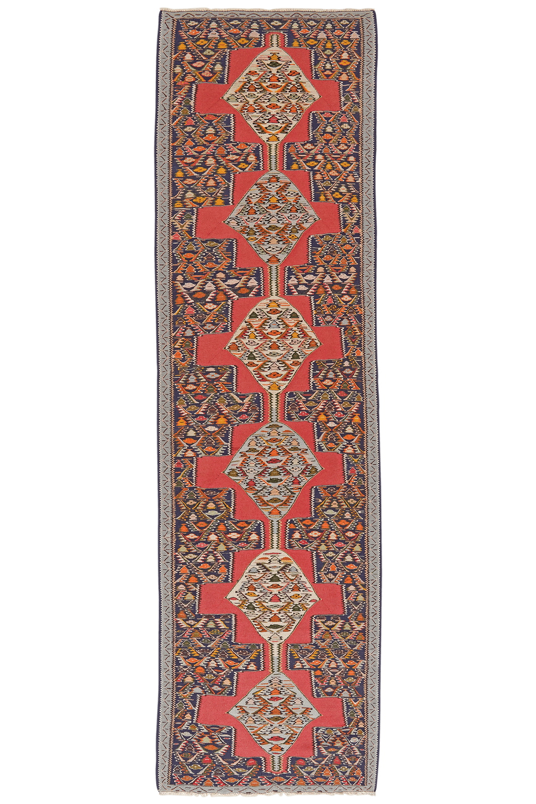 Kelim Senneh — Handmade, 80x298 cm, Red, 100% Virgin Wool | Main view