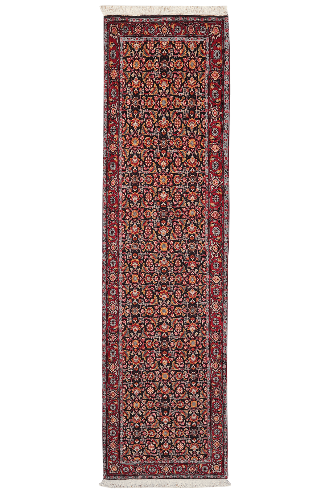 Tabriz 50 Raj — Hand-knotted, 80x285 cm, Black, 100% Virgin Wool | Main view