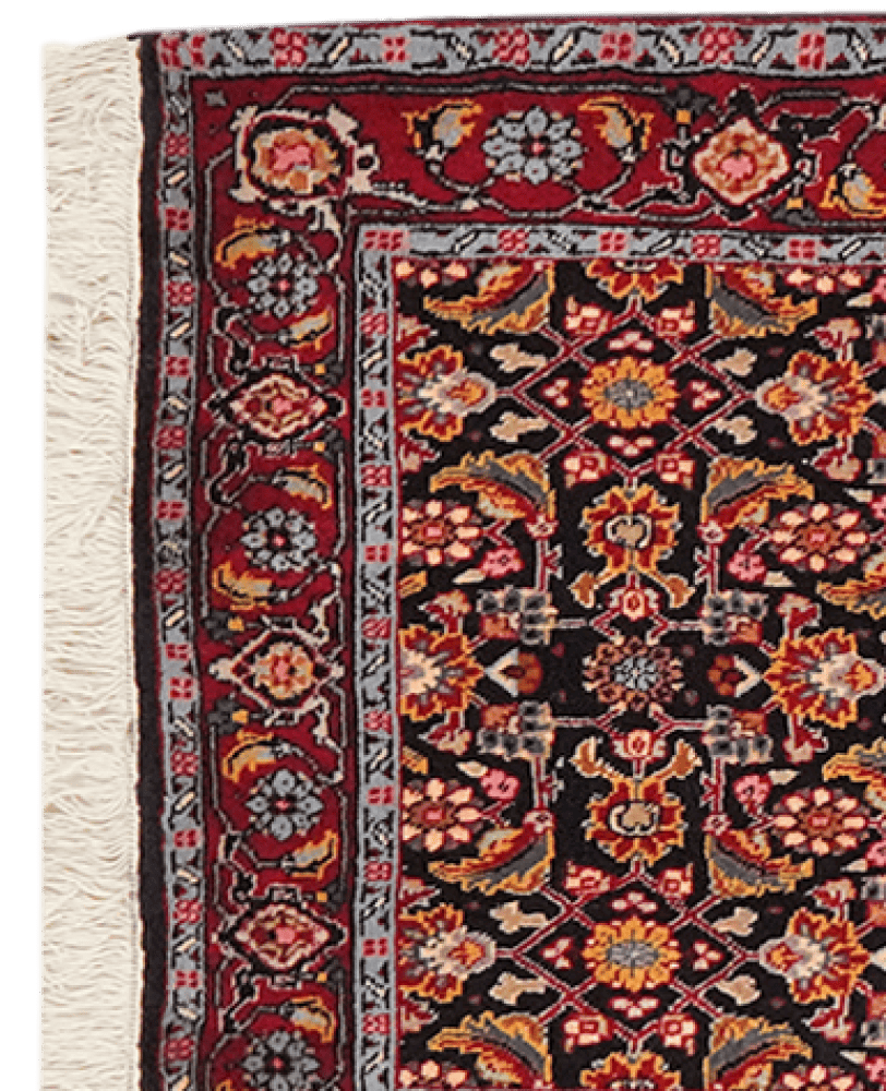 Tabriz 50 Raj — Hand-knotted, 80x285 cm, Black, 100% Virgin Wool | View 3
