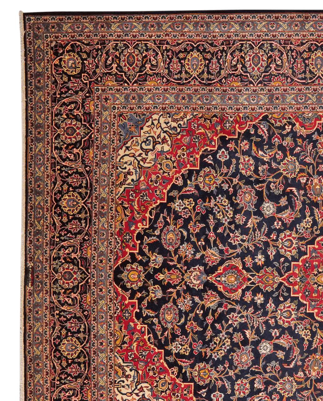 Kashan — Hand-knotted, 297x401 cm, Blue, 100% Virgin Wool | View 3