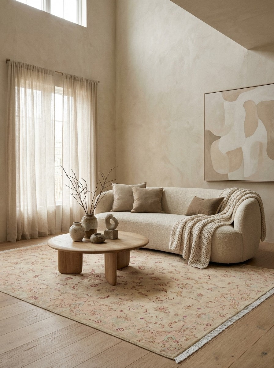 Tabriz 50 Raj — Hand-knotted, 168x237 cm, Beige, 100% Virgin Wool | Detail view