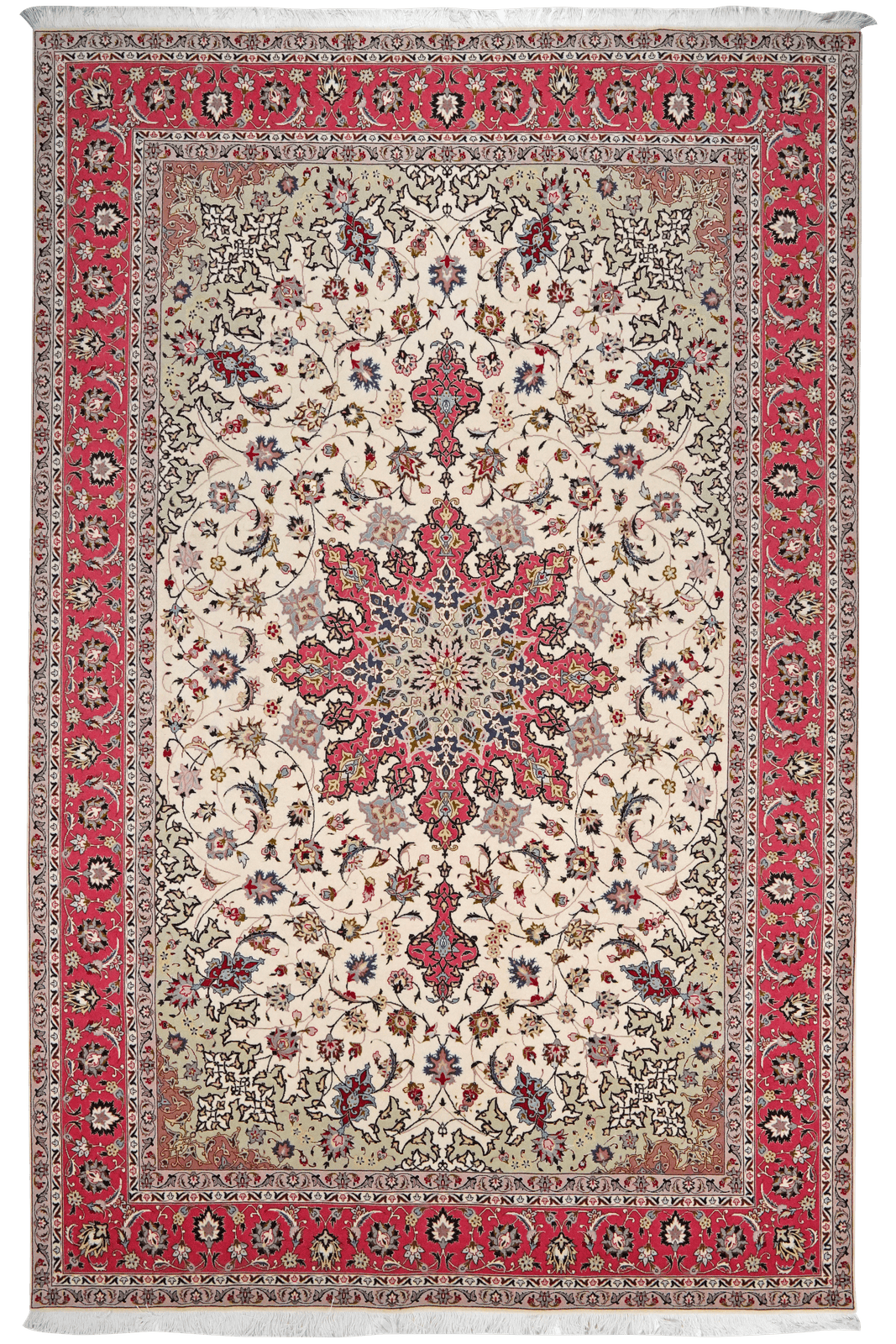 Tabriz 50 Raj — Hand-knotted, 200x307 cm, Beige, 100% Virgin Wool | Main view