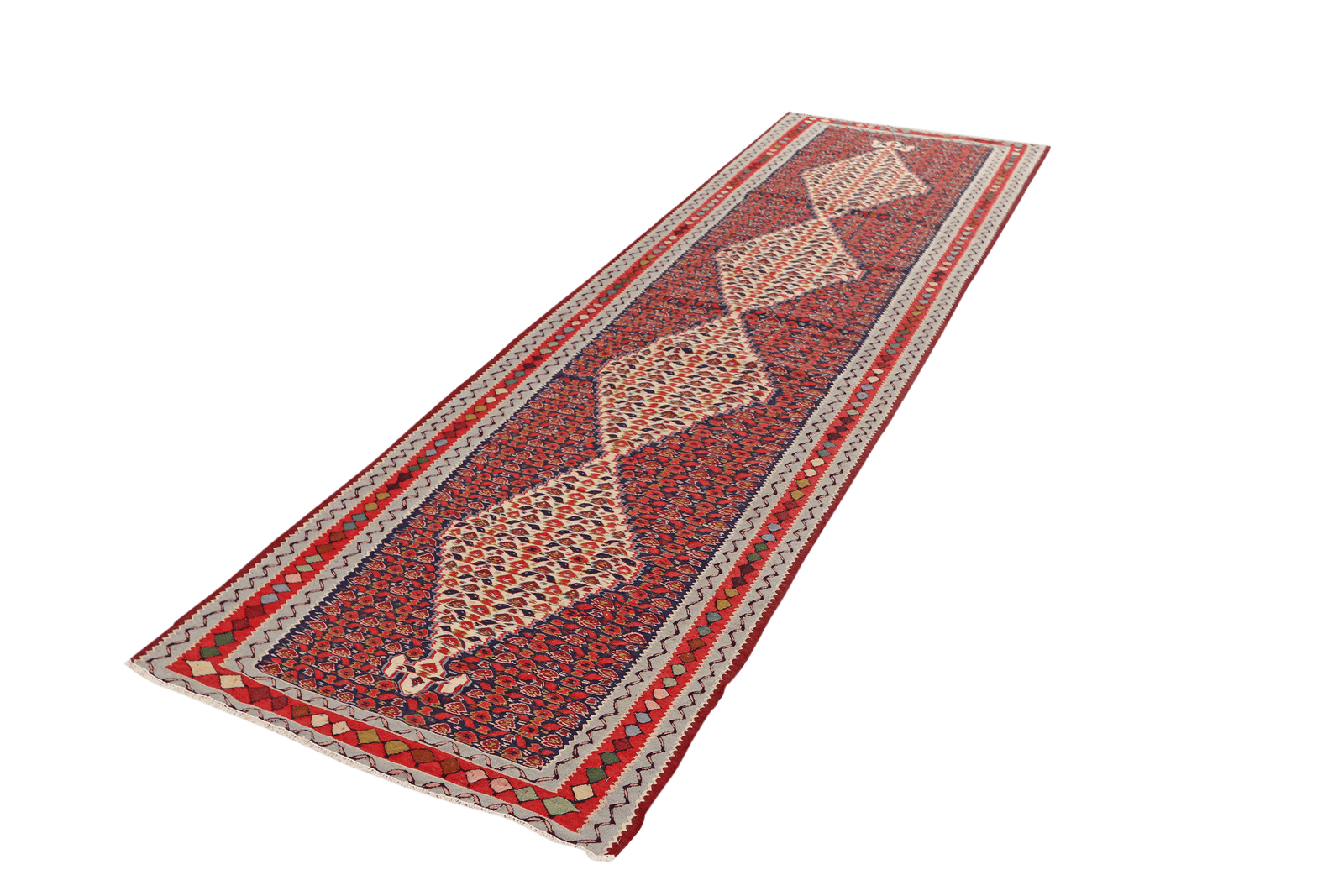 Kelim Senneh — Handmade, 89x312 cm, Blue, 100% Virgin Wool | View 5
