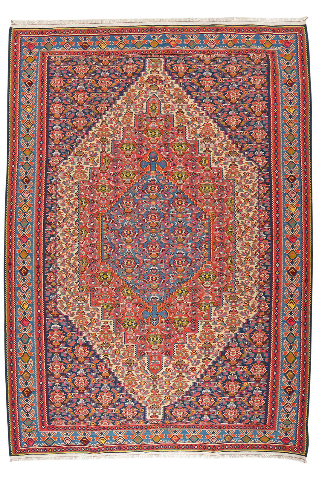 Kelim Senneh — Handmade, 207x286 cm, Beige, 100% Virgin Wool | Main view