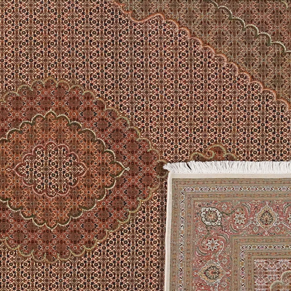 Tabriz 50 Raj — Hand-knotted, 206x302 cm, Brown, 100% Virgin Wool | View 6