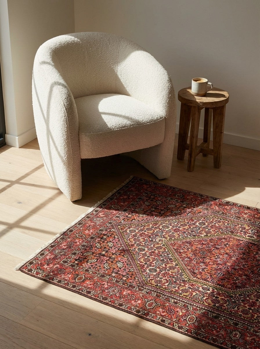 Bidjar Tekkab — Hand-knotted, 91x163 cm, Beige, 100% Virgin Wool | Detail view