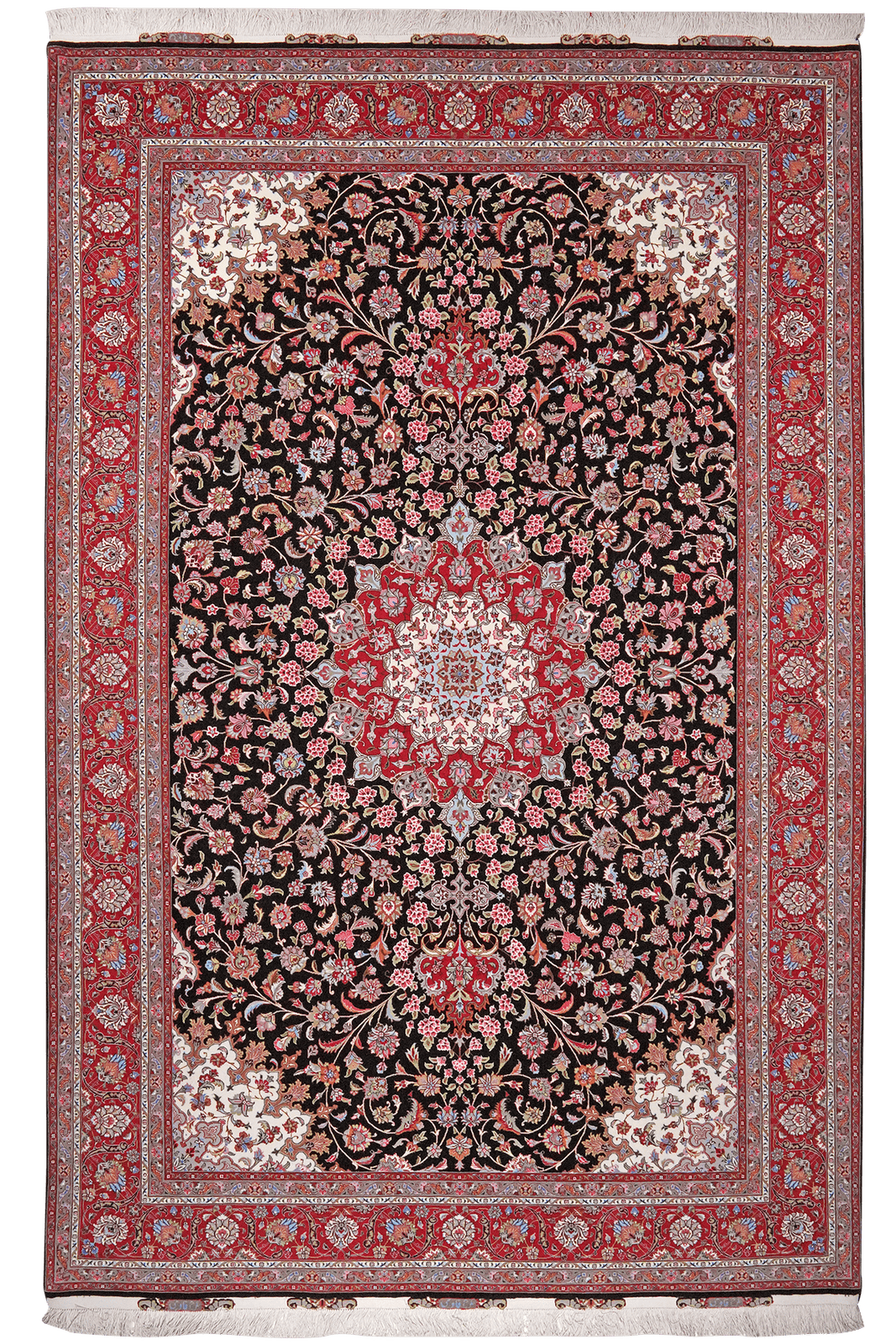 Tabriz 50 Raj — Hand-knotted, 203x308 cm, Black, 100% Virgin Wool | Main view