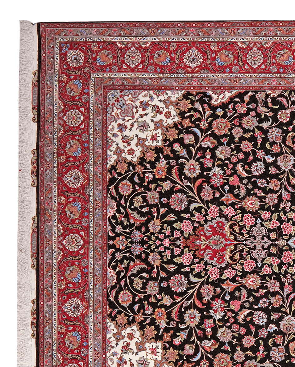 Tabriz 50 Raj — Hand-knotted, 203x308 cm, Black, 100% Virgin Wool | View 3