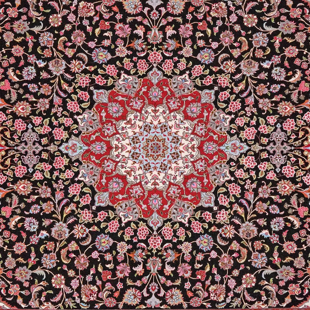 Tabriz 50 Raj — Hand-knotted, 203x308 cm, Black, 100% Virgin Wool | View 4