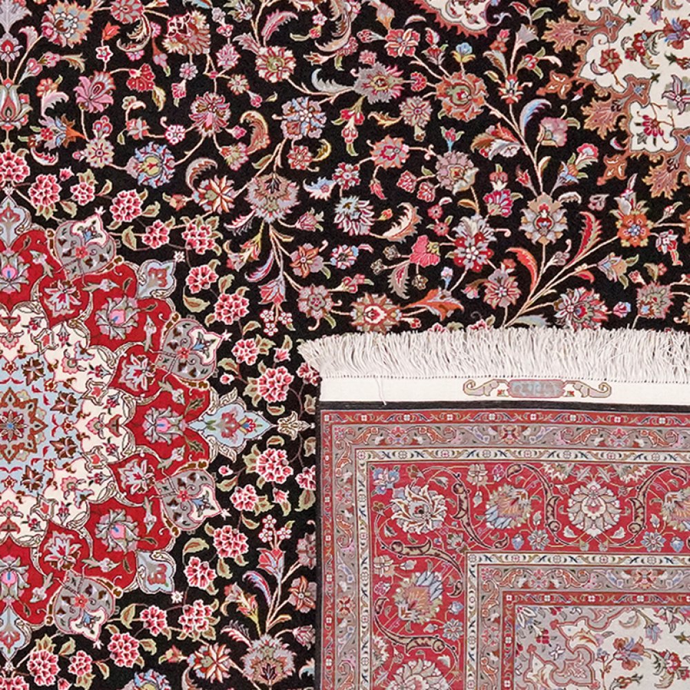Tabriz 50 Raj — Hand-knotted, 203x308 cm, Black, 100% Virgin Wool | View 6