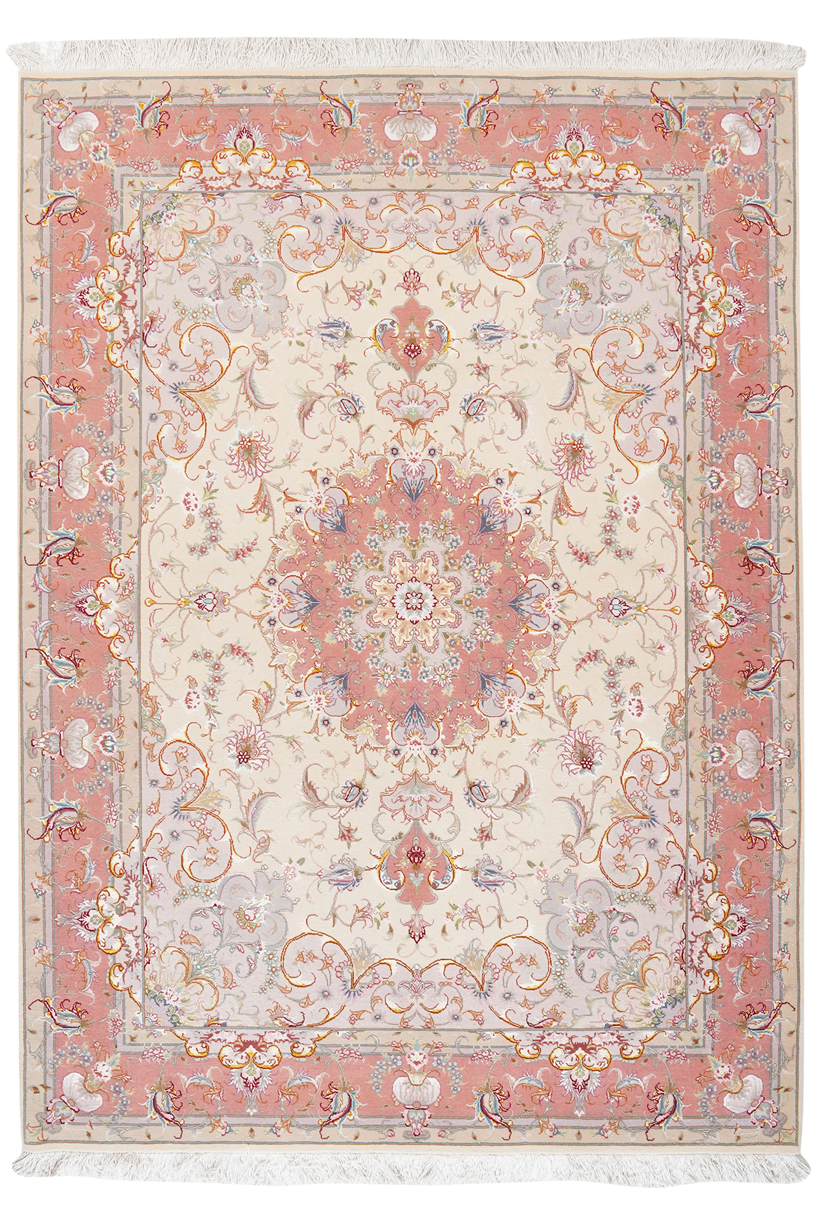 Tabriz 50 Raj — Handgefertigt, 209x152 cm, Rosa, 90% Schurwolle, 10% Seide | Main view