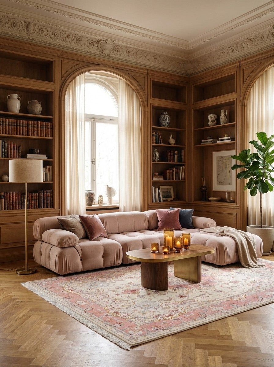 Tabriz 50 Raj — Hand-knotted, 152x209 cm, Beige, 90% Schurwolle, 10% Seide | Back view