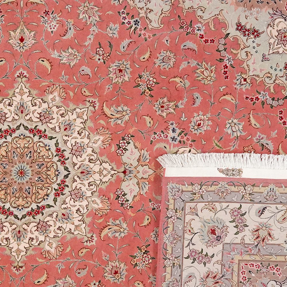 Tabriz 50 Raj — Hand-knotted, 207x304 cm, Pink, 100% Virgin Wool | View 6