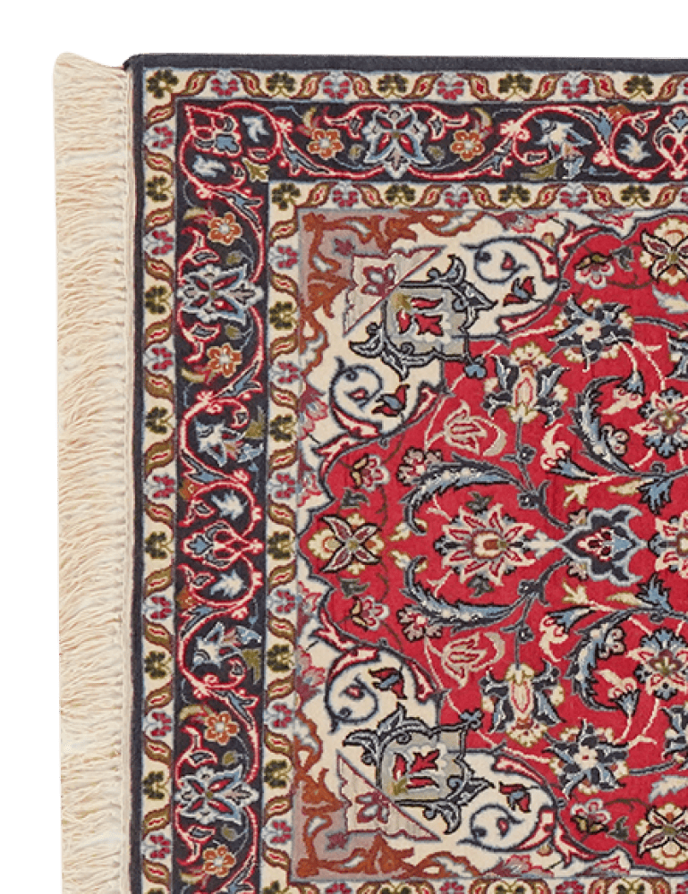 Isfahan — Hand-knotted, 70x114 cm, Red, 95% Schurwolle, 5% Seide | View 3