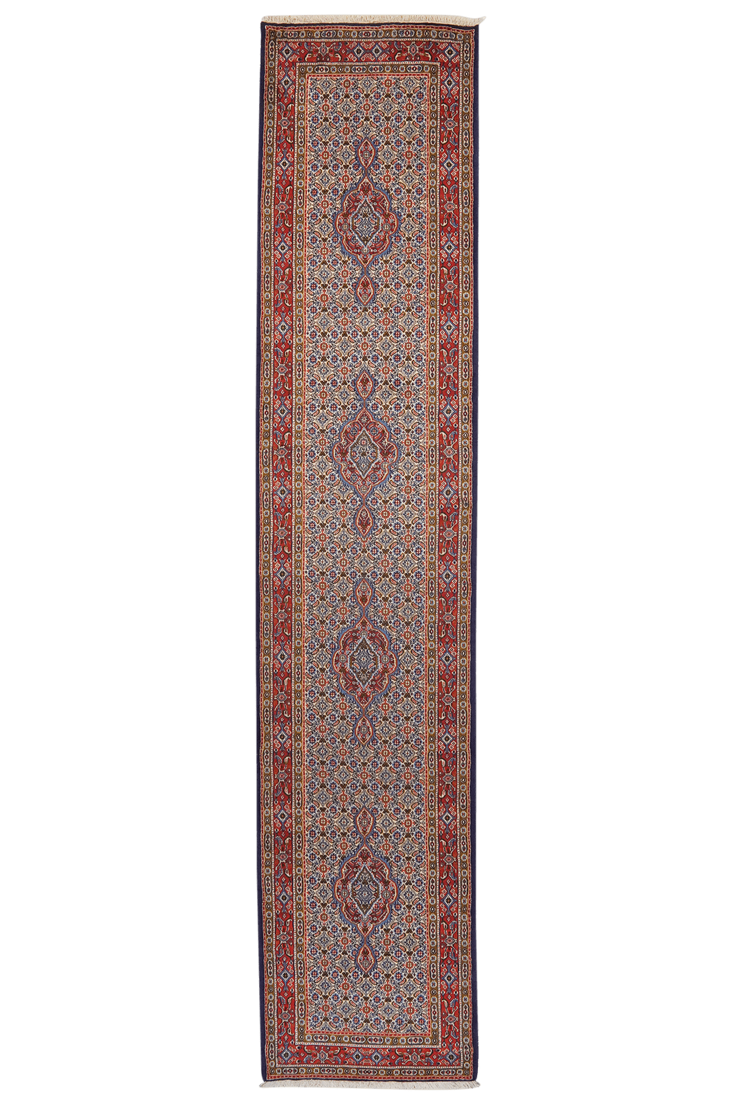 Moud Mahi — Hand-knotted, 82x393 cm, Blue, 100% Virgin Wool | Main view
