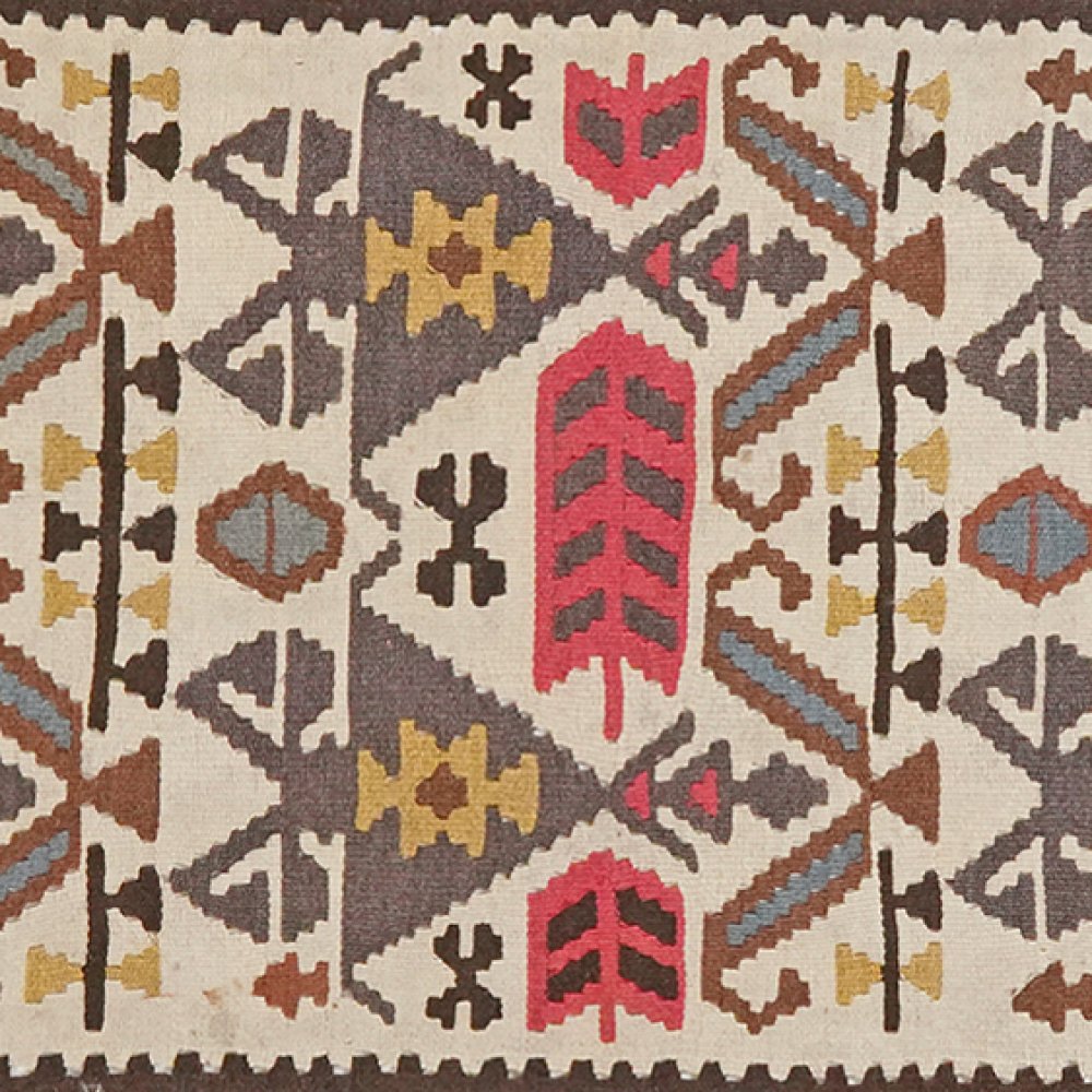 Kelim Ardebil — Handmade, 101x158 cm, Beige, 100% Virgin Wool | View 4