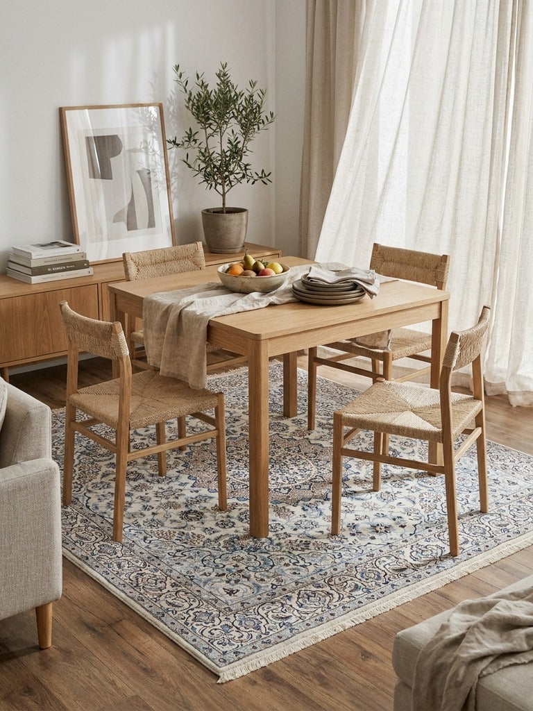 Nain 9La — Hand-knotted, 195x210 cm, Beige, 100% Virgin Wool | Detail view