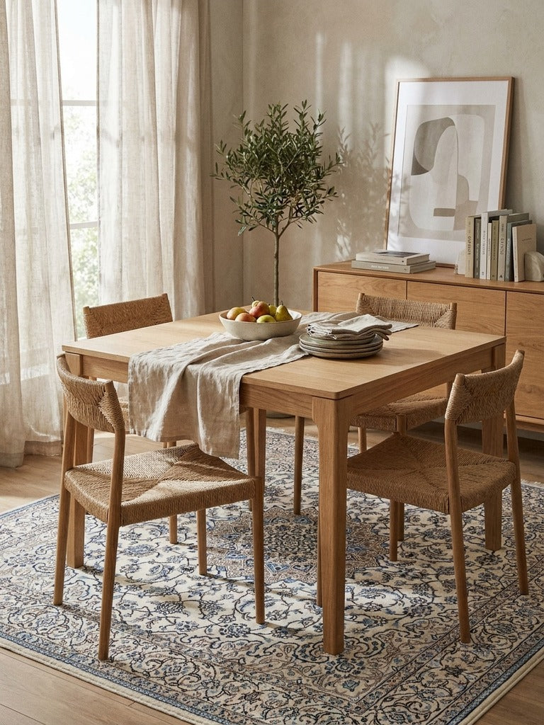 Nain 9La — Hand-knotted, 199x207 cm, Beige, 100% Virgin Wool | Detail view