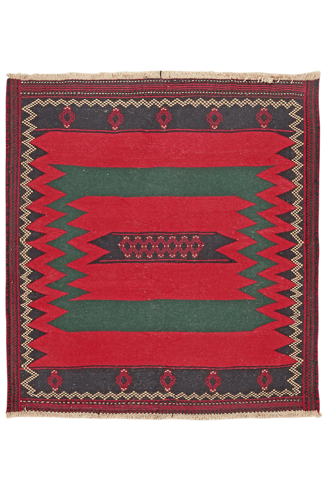 Sofreh Afshar — Handmade, 123x132 cm, Red, 100% Virgin Wool | Main view