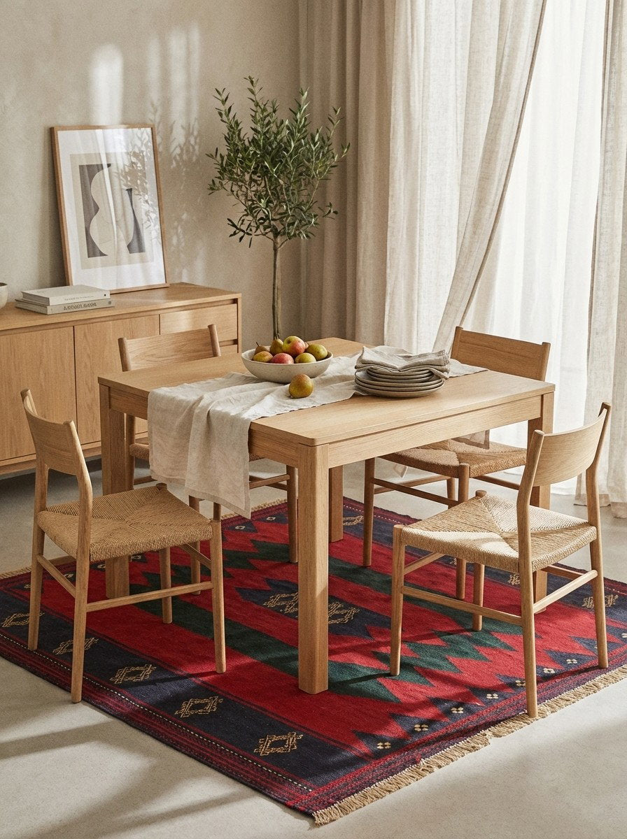 Sofreh Afshar — Handgefertigt, 126x124 cm, Bunt, 100% Virgin Wool | Detail view