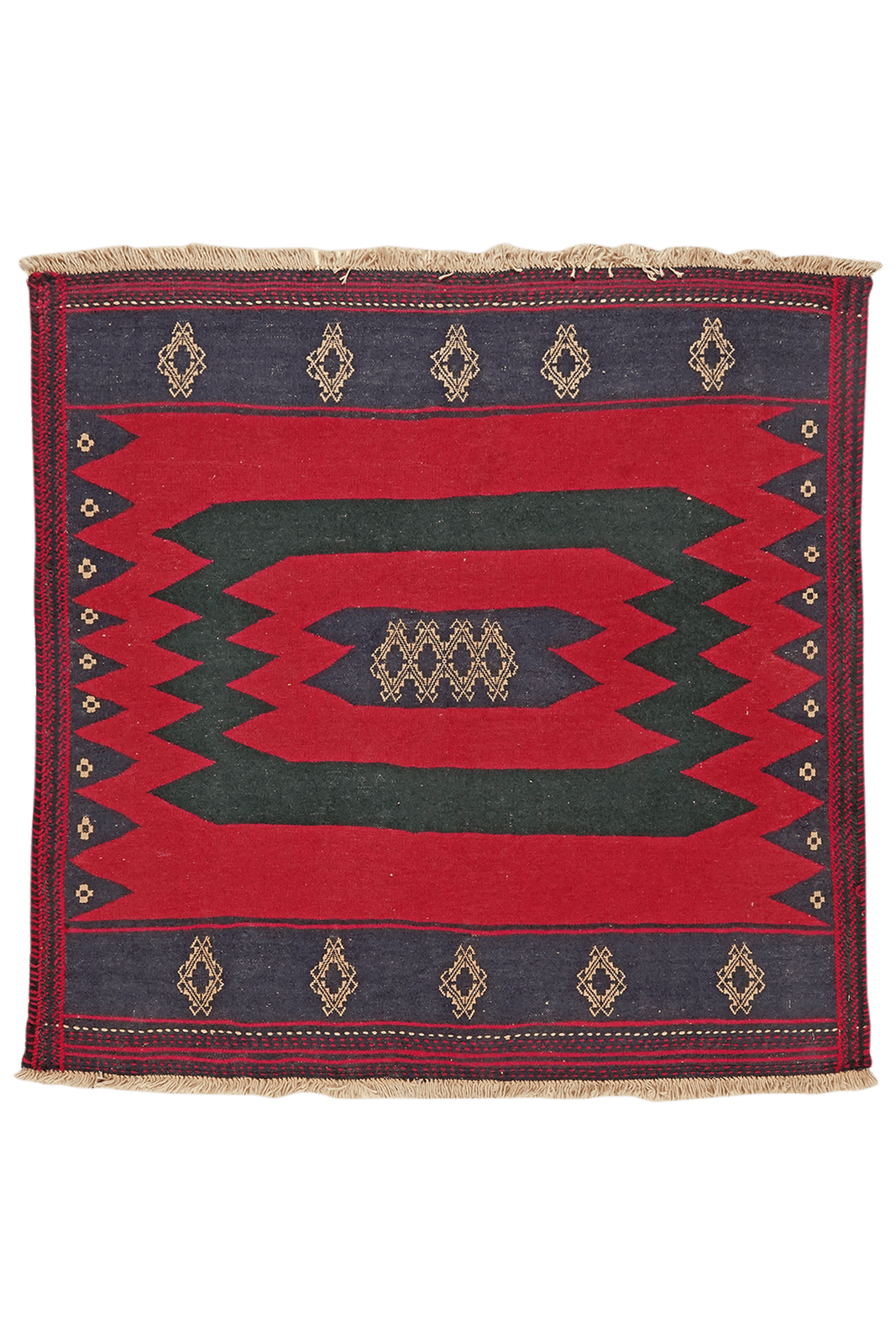 Sofreh Afshar — Handmade, 124x126 cm, Red, 100% Virgin Wool | Main view
