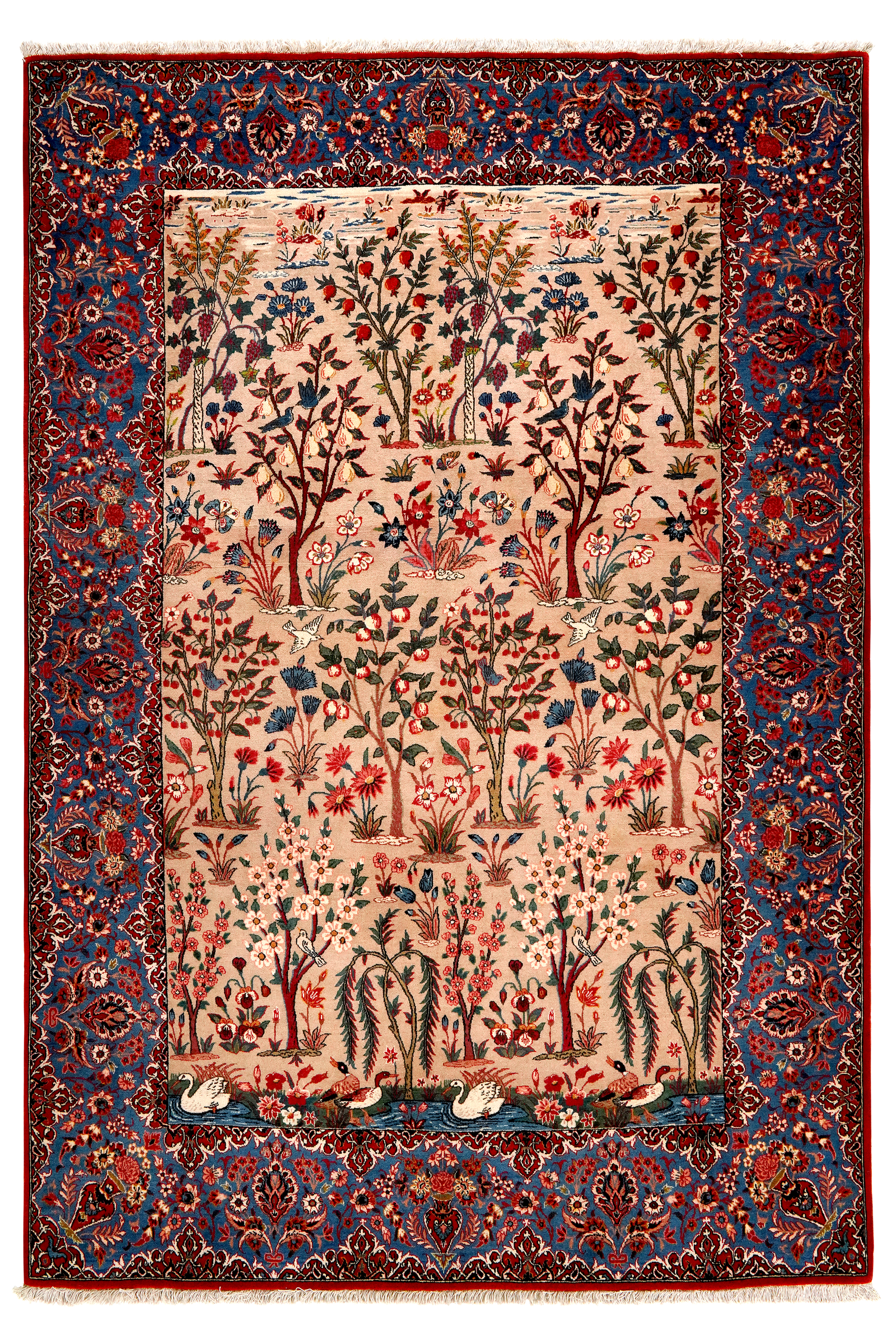 Isfahan — Handgefertigt, 223x155 cm, Blau, 100% Virgin Wool | Main view