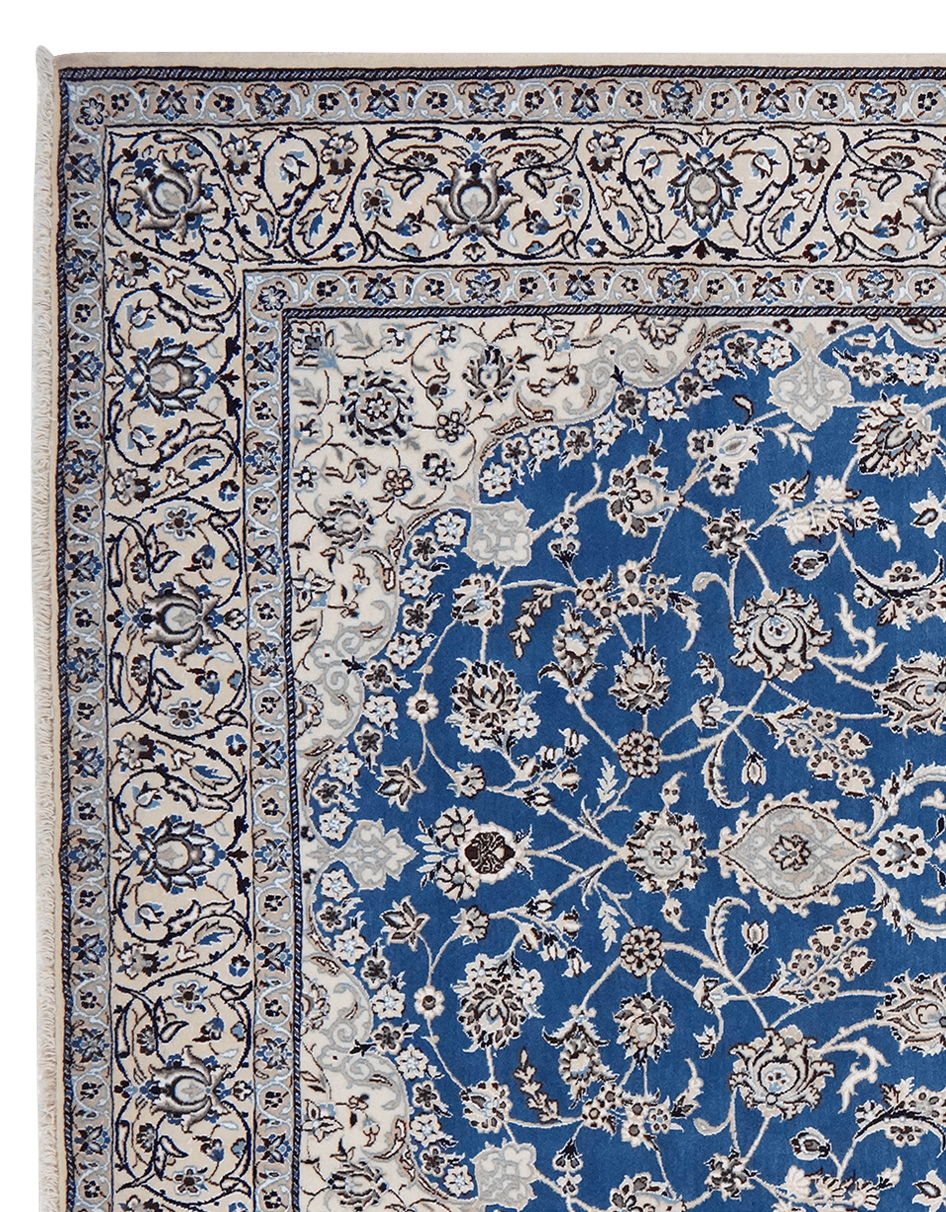 Nain 9La — Hand-knotted, 201x316 cm, Blue, 100% Virgin Wool | View 3