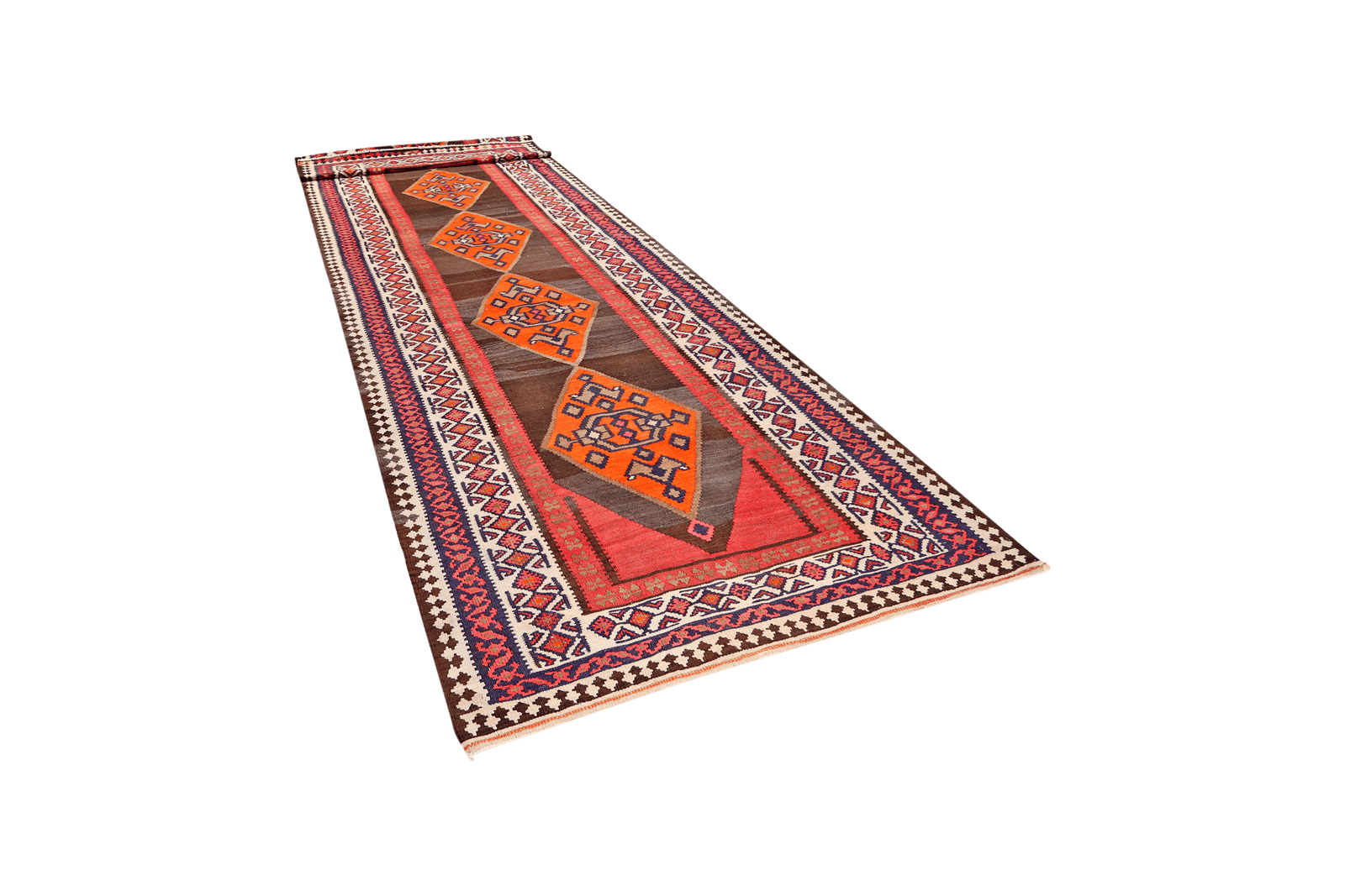 Kelim Ardebil — Handmade, 161x482 cm, Brown, 100% Virgin Wool | View 5