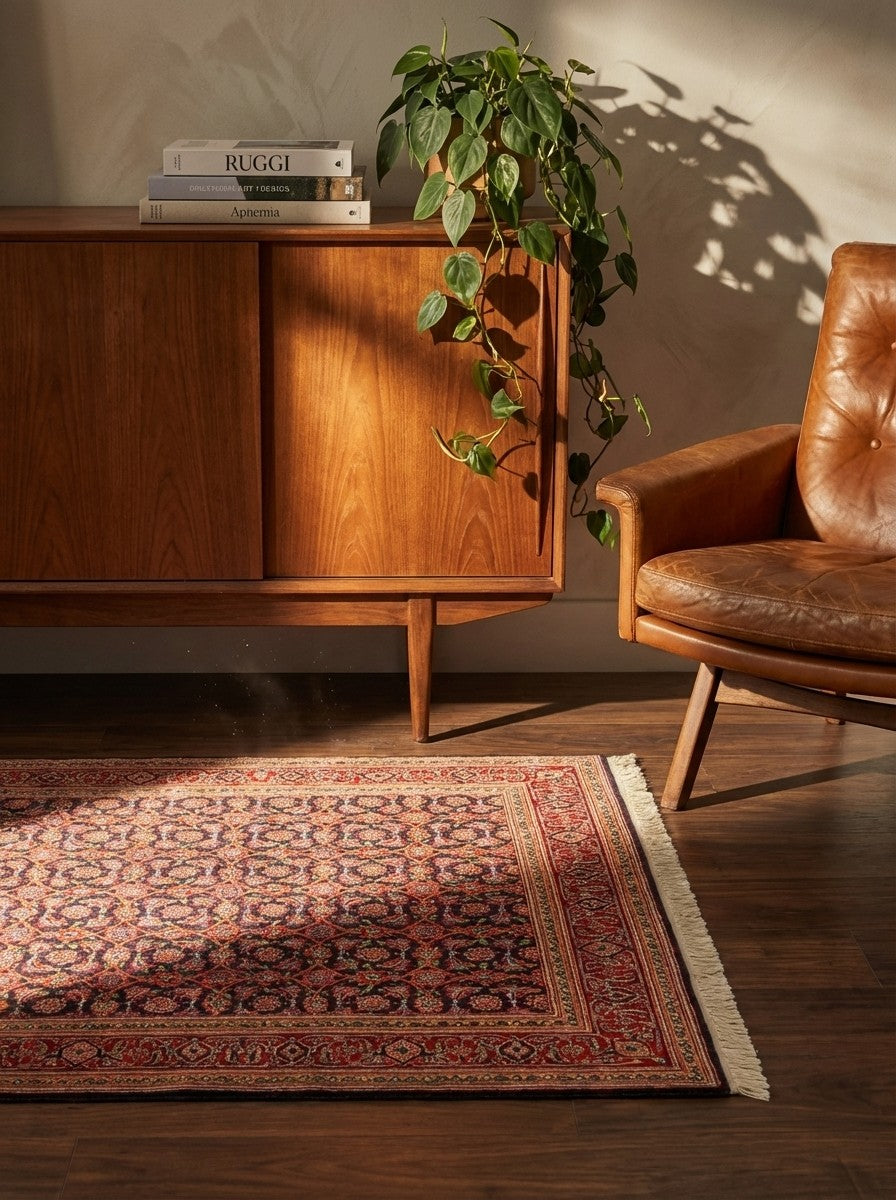 Tabriz 50 Raj — Hand-knotted, 105x142 cm, Black, 95% Schurwolle, 5% Seide | Back view