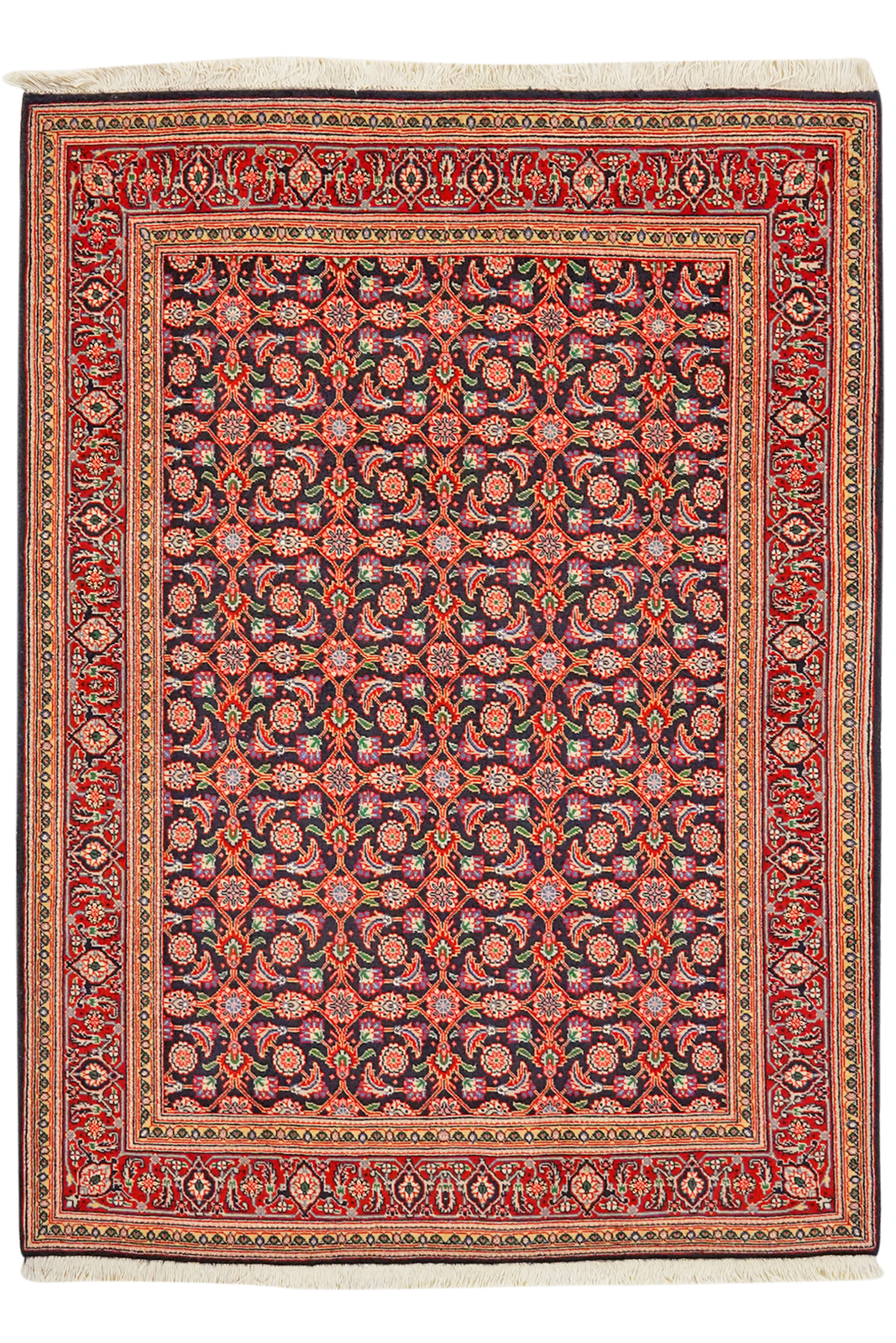 Tabriz 50 Raj — Hand-knotted, 105x142 cm, Black, 95% Schurwolle, 5% Seide | Main view