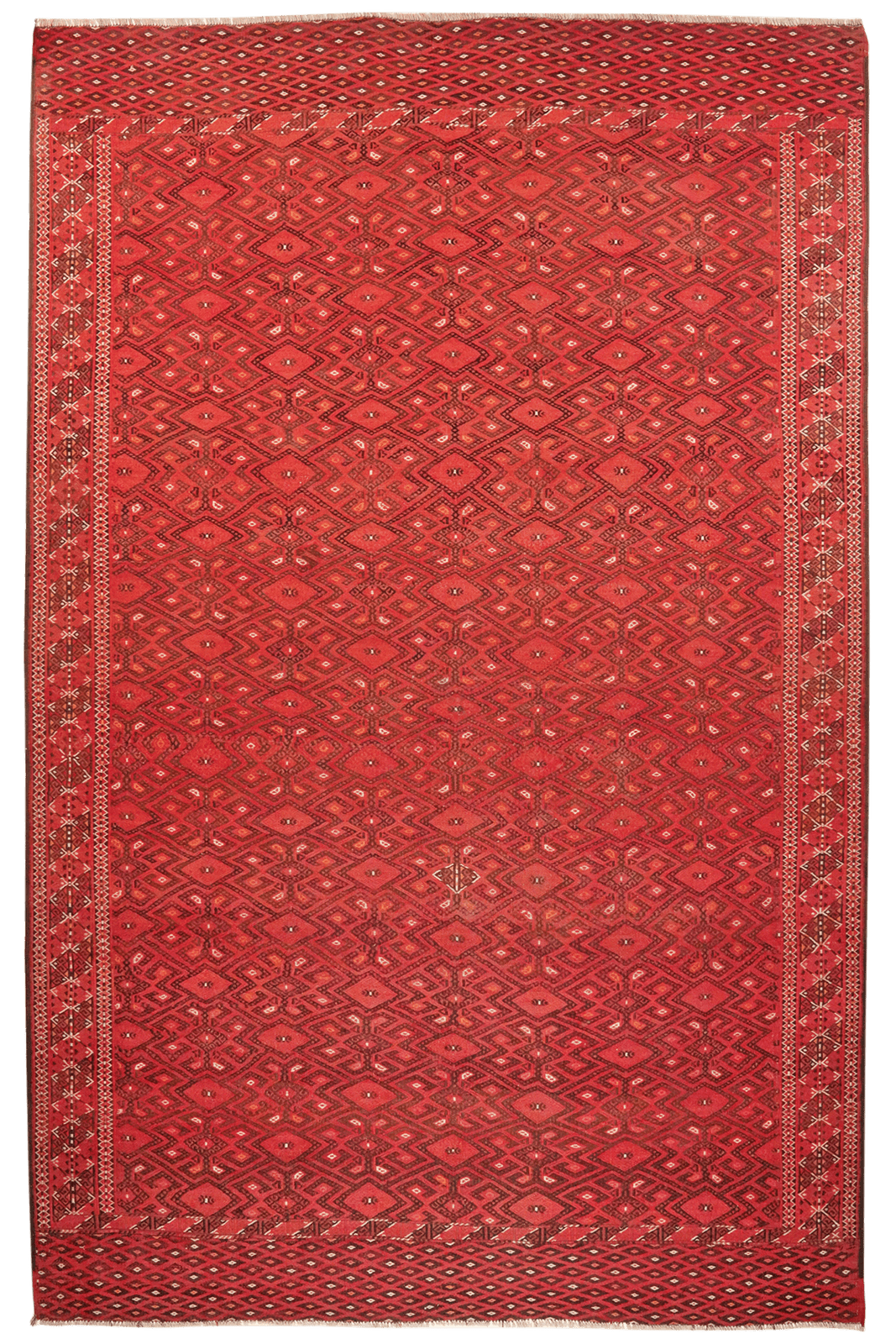 Kelim Turkman — Handmade, 215x331 cm, Red, 100% Virgin Wool | Main view